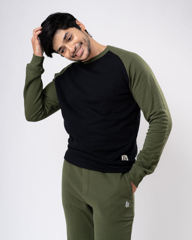 Black Crew Neck Sweatshirt For Men